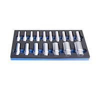 UNIOR 625332 - Juego de 17 vasos largos de 1/2" en bandeja de herramientas SOS serie 964/55SOS