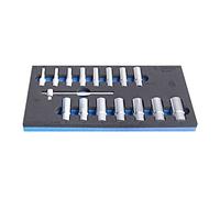 UNIOR 625334 - Juego de 16 vasos largos de 3/8" en bandeja de herramientas SOS serie 964/56SOS