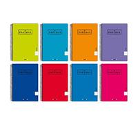Unipapel 98442094 - Confezione da 5 quaderni Papyrus 08-Uniclasic, formato foglio, carta 90 g, 80 fogli, colori assortiti casuali, copertina in polipropilene