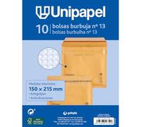 Unipapel | Buste imbottite Kraft con carta a bolle interne | N. 13 misure 150 x 215 mm | Chiusura autoadesiva | Confezione da 10 pezzi | Perfetto per spedizioni sicure e protette | Certificato FSC