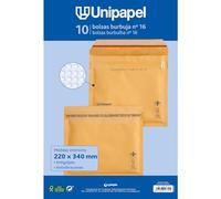 Unipapel | Buste imbottite Kraft con carta a bolle interne | N. 16 misure 220 x 340 mm | Chiusura autoadesiva | Confezione da 10 pezzi | Perfetto per spedizioni sicure e protette | Certificato FSC