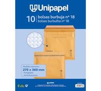 Unipapel | Buste imbottite Kraft con carta a bolle interne | N. 18 misure 270 x 360 mm | Chiusura autoadesiva | Confezione da 10 pezzi | Perfetto per spedizioni sicure e protette | Certificato FSC