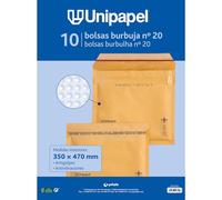 Unipapel | Buste imbottite Kraft con carta a bolle interne | n. 20 misure 350 x 470 mm | Chiusura autoadesiva | Confezione da 10 pezzi | Perfetto per spedizioni sicure e protette | Certificato FSC