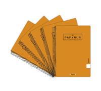 Unipapel - Confezione da 5 quaderni con copertina rigida arancione, 1 linea, formato quarto 4°, carta 90 grammi, spirale coil-lock, papyrus 04 - uniclasic, perfetto materiale scolastico per Cole