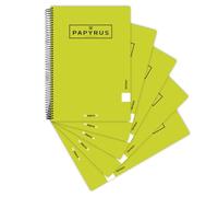 Unipapel - Confezione da 5 quaderni con copertina rigida verde, 1 linea, formato foglio, carta 90 grammi, spirale coil-lock, papyrus 04 - uniclasic, materiale scolastico perfetto per cole, istituto e