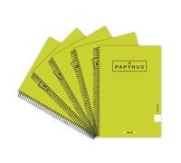 Unipapel - Confezione da 5 quaderni con copertina rigida verde, dimensioni 3,5 cm, formato quarto 4°, carta 90 grammi, spirale Coil-lock, Papyrus 04 - Uniclasic, perfetto materiale scolastico per Cole