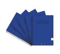 Unipapel - Confezione di quaderni a quadretti 4 x 4 (5 unità), formato quarto (a5), Papyrus 01- Uniclasic, copertina morbida, blu scuro, 80 fogli 90 g, certificato FSC, materiale scolastico per il