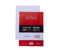 UNIPAPEL Fogli a quadretti 4 mm, interni a righe blu, 90 g, carta super resistente extra aderente Paperclass90G, con margine di carta, bianco, A4, 100 (53390200)
