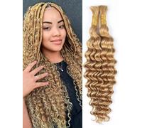 Unipearl Deep Curly Bulk Human Braiding Hair for Boho Braids Human Hair 2 Bundles 35 cm 14 pollici 100 g, #27 Honigond Water Wave Extension per donne extension in capelli veri