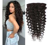 Unipearl Extension per capelli veri, arricciati, 35 cm, 8 pezzi, 100 g, #4, colore marrone scuro, per donne