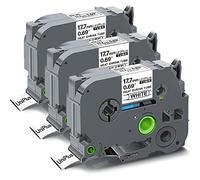 UniPlus 3x Compatibile per Brother HSc-241 HSc241 Cassetta Tubo Termorestringente Nero su Bianco per Brother PT-300 PT-H500 PT-1750 PT-E300VP PT-E500VP PT-E550W PT-P750W, 17.7mm x 1.5m
