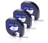 UniPlus 3x Compatibile per il nastro di etichette 91221 S0721660 91201 12mm x 4m per il nastro di etichette xr in plastica per la stampante di etichette LT110T LT100H QX50 XR 200B nero su bianco