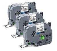 UniPlus 3x Tubi Termorestringenti HSe251 HSe-251 Hsc251 23,6 mm Compatibili con Brother P-Touch PT E300 E300VP E500 E550WVP P750WVP H300, 23,6 mm x 1,5 m, nero su bianco