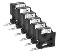 UniPlus 6x D1 12mm Nastro per Etichette Compatibile per D1 45013 S0720530 A45013 Nero su Bianco Nastri Etichette per LabelManager 160 280 220P, LabelPoint 150 250, LabelWriter 450 DUO, 12mm x 7m