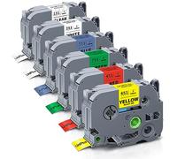 UniPlus 6x Nastro per Etichette Laminate Compatibili da 24mm di Ricambio per Brother TZe-151 TZe-251 TZe-451 TZe-551 TZe-651 TZe-751 per Brother PT-E550W E500 P750W D600 P710BT D600VP PTD800W P910BT