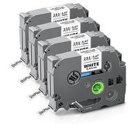 UniPlus Compatibile per Brother TZe-231 TZ-231 12mm x 8m Nero su Bianco Nastro Cassette Etichette per Brother PT-1000 PT-1010 PT-H100R PT-H107B PT-H105 PT-H100LB PT-E100 PT-1830VP, 4 Pezzi