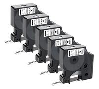 UniPlus Nastro per Etichette Compatibile per Dymo D1 45013 S0720530, LabelManager 160 280 220P, LabelPoint 150 250, LabelWriter 450 DUO, 12mm x 7m, Nero su Bianco, 5 Pz