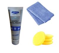 Unipol Kit Lucidatura Metalli, 125ml Pasta Lucidante con Spugne Applicatori e Panni in Microfibra