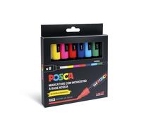 Uniposca Set con Pennarelli Acrilici Punta Tonda 1.8 2.5 mm Colori per Tessuti