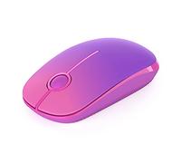 Unipows Mouse wireless - 2,4 G sottile mouse portatile per computer con nano ricevitore, meno rumore, mouse ottico mobile per notebook, PC, laptop, computer, Mac (viola sfumato)