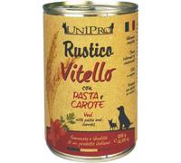 Unipro Rustico Dog Adult 400 gr - Vitello con pasta e carote - Confezione da 6 pezzi - Cibo Umido per Cani - 1° ORDINE? scegli lo sconto BZR5 / BZR20 + 200 punti fedeltà