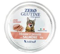 Unipro Zero glutine Mousse e pezzetti Cat Adult 85 gr Salmone - confezione da 12 pezzi - Cibo umido per gatti - 1° ORDINE? scegli lo sconto BZR5 / BZR20 + 200 punti fedeltà