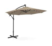 Uniprodo Ombrellone decentrato con LED - Grigio talpa - Rotondo - Ø 300 cm - Inclinabile UNI_UMBRELLA_R300TAL_N