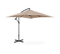 Uniprodo UNI-UMBRELLA-SQ250CR-N Ombrellone da giardino decentrato, Protezione UV+50, Ombrellone da Esterno da Balcone, Inclinabile con meccanismo a manovella, Crema Quadrato 250 x 250 cm