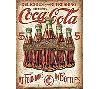 UNiQ Designs Targa in metallo con scritta "Coca Cola", decorazione da parete in stile retrò, con scritta "Coca Cola", stile vintage, decorazione anni '50, stile retrò, per cucina, Cocacola, vintage