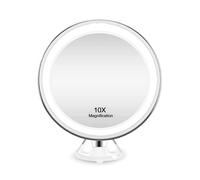 - UNIQ Specchio Rotondo con Luce LED e Ventosa Ingrandimento 10x Bianco 1 pieces Oro rosa unisex
