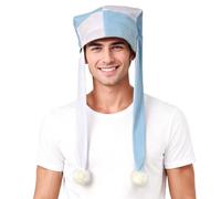 UniqKaliber Cappello da giullare con orecchie lunghe, accessorio per costume da clown di carnevale, con pompon, copricapo per feste in maschera, per uomini e donne
