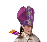 UniqKaliber Cappello da vescovo papale Mitre Clero Costume Prop Copricapo per Hallween Cosplay Party