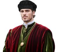 UniqKaliber Cappello medievale accessorio per costume rinascimentale Tudor, berretto piatto per cosplay per feste medievali