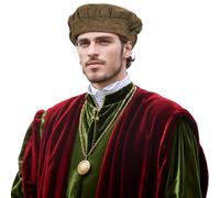 UniqKaliber Cappello medievale accessorio per costume rinascimentale Tudor, berretto piatto per cosplay per feste medievali