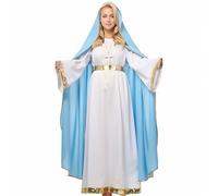 UniqKaliber Costume da Vergine Maria Alone, da donna, per adulti, Natività, costume biblico