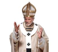 UniqKaliber Costume da vescovo Stola Clero Stola Prop collo papale Costume Papa Collare per Hallween Cosplay Party, Bianco e nero., Taglia unica