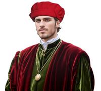 UniqKaliber Tudor medievale piatto per uomo e donna, berretto da festival rinascimentale, accessorio per costume cosplay