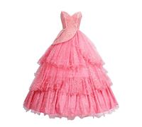 UniqKaliber Vestito da principessa delle fate, abito da ballo rosa scintillante con stelle, per Halloween, cosplay, feste