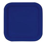 Unique 30951EU - Piatti di Carta Quadrati Ecologici - 23 cm - Colore Blu Navy - 14 Pezzi (Confezione da 1)