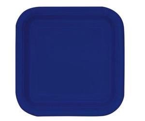 Unique 30951EU - Piatti di Carta Quadrati Ecologici - 23 cm - Colore Blu Navy - 14 Pezzi (Confezione da 1)