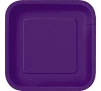 Unique 33040EU - Piatti Quadrati di Carta Ecologici - 18 cm - Colore Viola Intenso - 16 Pezzi (Confezione da 1)