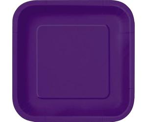 Unique 33040EU - Piatti Quadrati di Carta Ecologici - 18 cm - Colore Viola Intenso - 16 Pezzi (Confezione da 1)