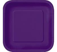 Unique 33054EU - Piatti di Carta Quadrati Ecologici - 23 cm - Colore Viola Intenso - 14 Pezzi (Confezione da 1)