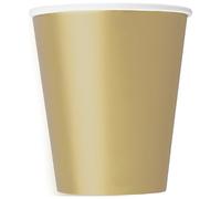 Unique 3326EU - Bicchieri di Carta Senza Plastica - 266 ml - Colore Oro - 8 Pezzi (Confezione da 1)