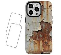 Unique 3D Pattern with Rust Spots, Realistic Dirty Rusty Phone Case, Rusty Metal Texture Hard Case, Shockproof Protective Cover for iPhone 16, 15, 14, 13, 12, 11 Pro Max(Matte,For iPhone 15)