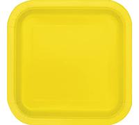 Unique-Bevanda semplice Piatti Ecologici Quadrati di Carta-18 cm-Giallo Confezione da 16, Neon Yellow, 47067EU