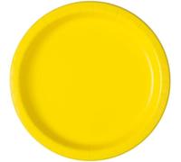 Unique 47264EU - Piatti Ecologici in Carta - 18 cm - Giallo Neon - Confezione da 8
