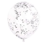 Unique 58112 Palloncini Coriandoli-30 cm-Argento-Confezione da 6, Silver