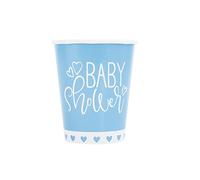 Unique 73386 Blue Hearts - Bicchieri di carta per baby shower, 8 pezzi, 8 pezzi, confezione da 1