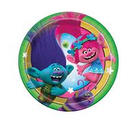 Unique 79694 Trolls - Piatti di carta da dessert, 8 pezzi, multicolore